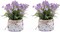2 Pack Small Artificial Sunflower Plants – Spring Tabletop Decor Faux Potted Flowers for Bathroom, Living Room, Office, Bedroom, Table & Shelf Farmhouse Decorations (Purple Floral)